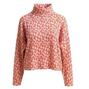 Maeve Anthropologie Boxy Mock Neck Sweater M Pink Orange Abstract Spring Knit